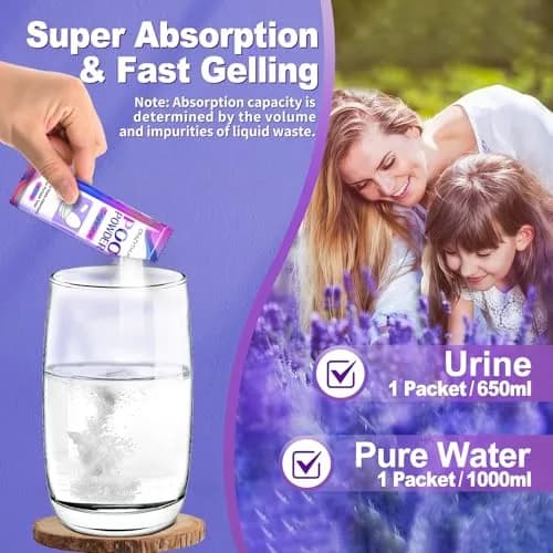 CRAZYTHUR Poo Powder Gel Powder 50PCS Lavender Scent | Solidifies 1000ml Water or 650ml Urine thumbnail 2