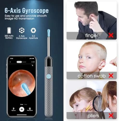 LEIPUT Ear Wax Removal Tool with 1080P HD Camera & 8 Pcs Ear Set (Grey) | Clean Ears Safely thumbnail 4