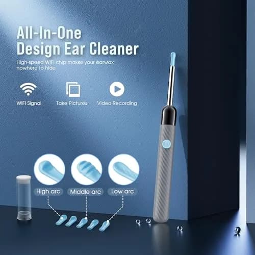LEIPUT Ear Wax Removal Tool with 1080P HD Camera & 8 Pcs Ear Set (Grey) | Clean Ears Safely thumbnail 2