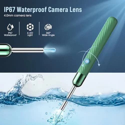 LEIPUT Ear Wax Removal Tool with 1080P HD Camera & 6 Ear Spoons | Green, 1-Pack thumbnail 5