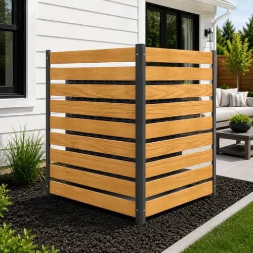 DoCred 48" W x 48" H Air Conditioner Fence No Dig Wood Privacy Screen | Stylish Outdoor Utility Cover thumbnail 1