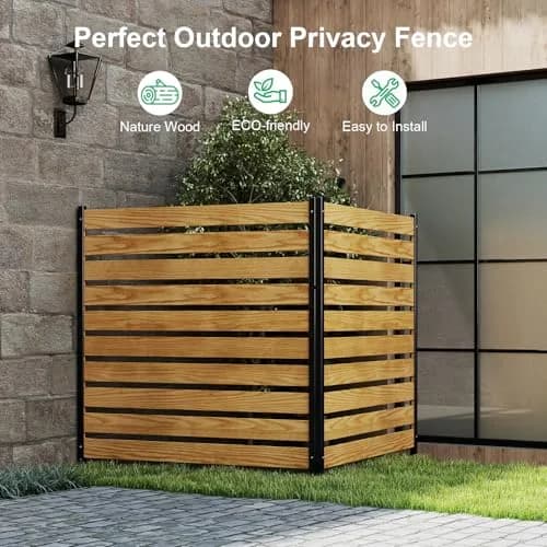 DoCred 48" W x 48" H Air Conditioner Fence No Dig Wood Privacy Screen | Stylish Outdoor Utility Cover thumbnail 7