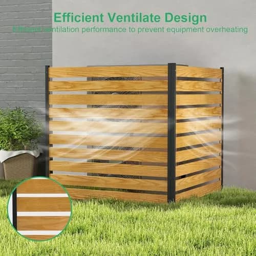 DoCred 48" W x 48" H Air Conditioner Fence No Dig Wood Privacy Screen | Stylish Outdoor Utility Cover thumbnail 3