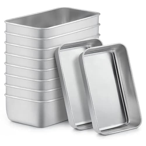 TeamFar Stainless Steel Loaf Pans for Baking, 9.25 x 5 Inch (23.5 x 12.7 cm) - Set of 10 | Healthy & Sturdy Baking Tins thumbnail 1