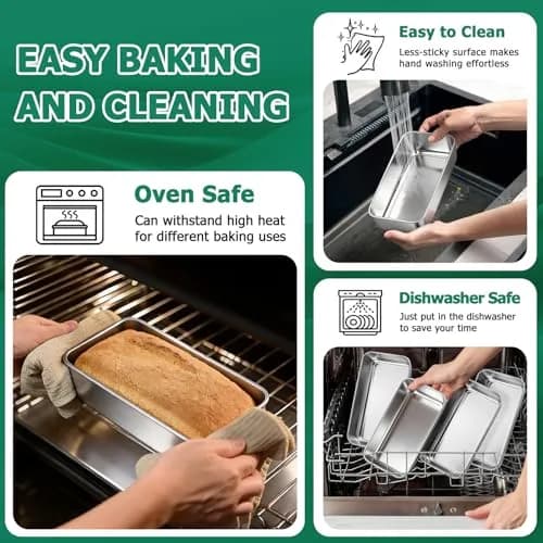 TeamFar Stainless Steel Loaf Pans for Baking, 9.25 x 5 Inch (23.5 x 12.7 cm) - Set of 10 | Healthy & Sturdy Baking Tins thumbnail 4