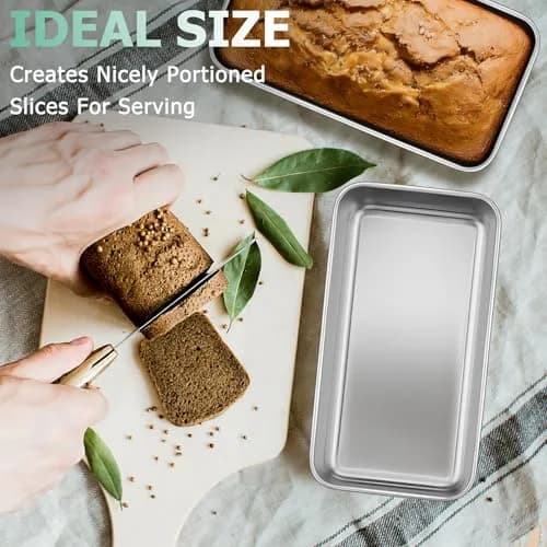 TeamFar Stainless Steel Loaf Pans for Baking, 9.25 x 5 Inch (23.5 x 12.7 cm) - Set of 10 | Healthy & Sturdy Baking Tins thumbnail 6
