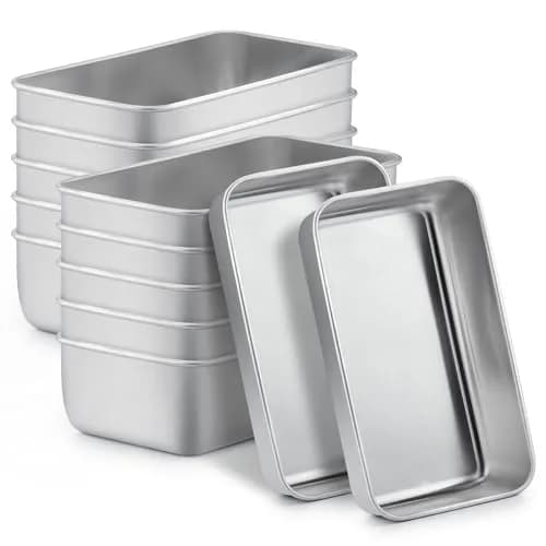 TeamFar Stainless Steel Loaf Pans for Baking, 9.25 x 5 Inch, Set of 12 | Healthy & Sturdy Baking Pans for Homemade Bread thumbnail 1