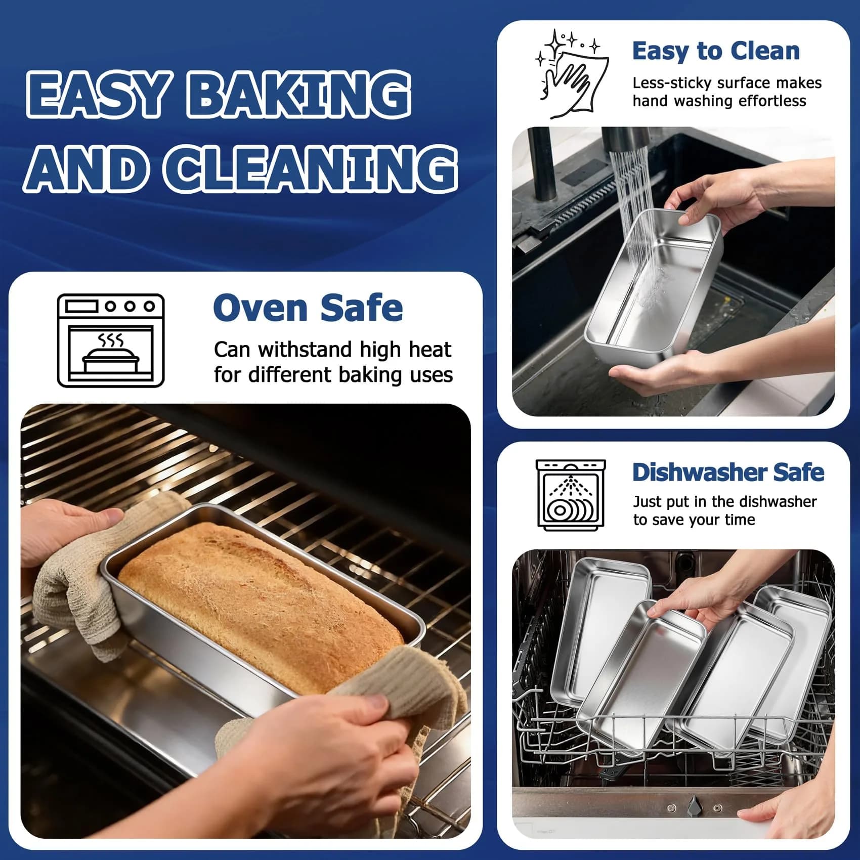 TeamFar Stainless Steel Loaf Pans for Baking, 9.25 x 5 Inch, Set of 12 | Healthy & Sturdy Baking Pans for Homemade Bread - view 4