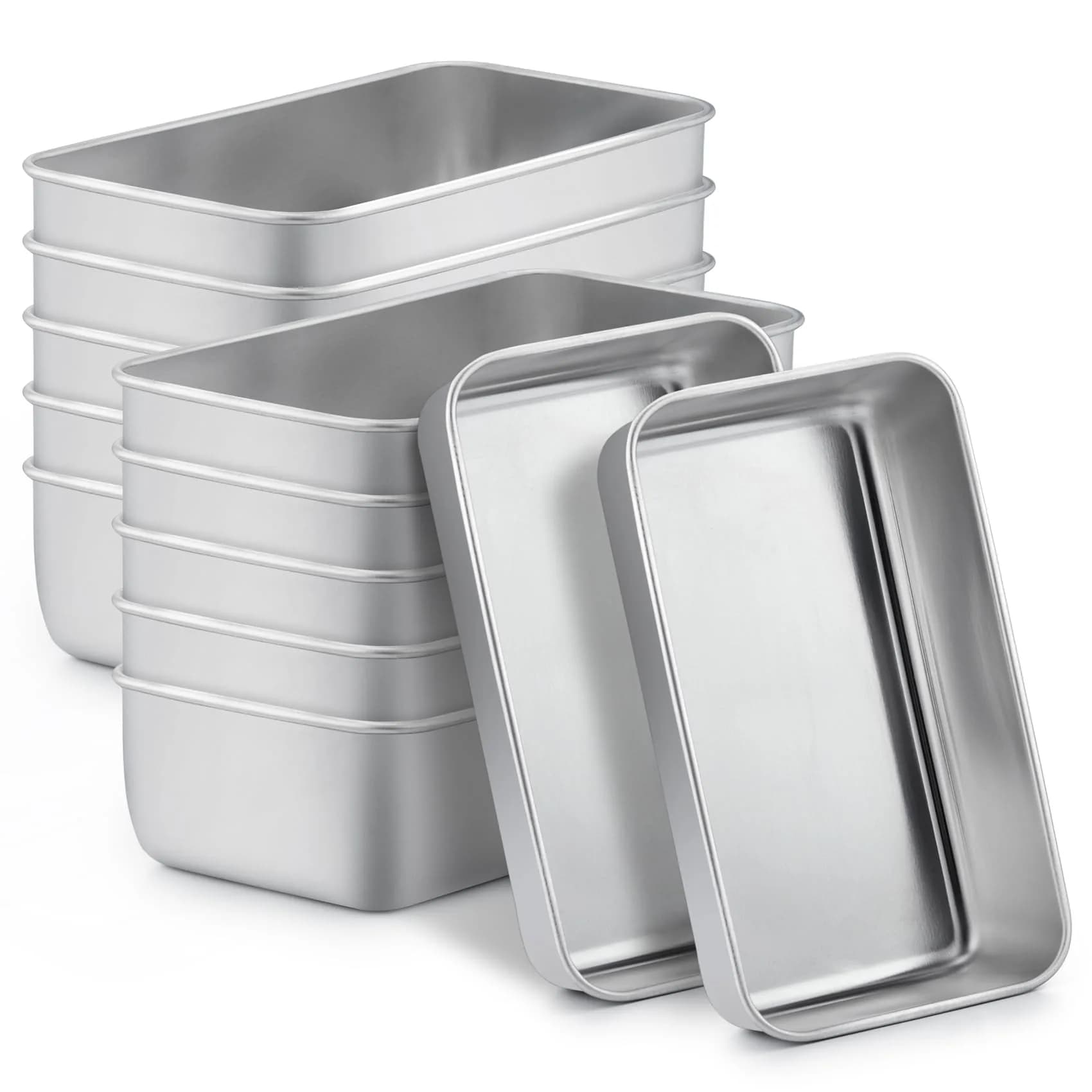 TeamFar Stainless Steel Loaf Pans for Baking, 9.25 x 5 Inch, Set of 12 | Healthy & Sturdy Baking Pans for Homemade Bread - main product image