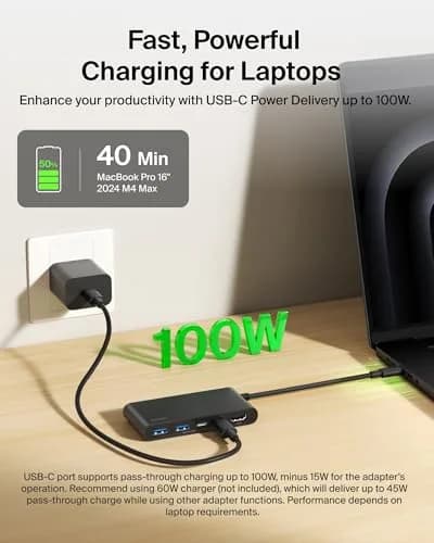 Belkin 5-Port USB-C Hub with 4K HDMI 2.0, 100W PD, 5Gbps Data | Connect & Power Your Devices thumbnail 5