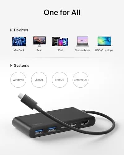 Belkin 5-Port USB-C Hub with 4K HDMI 2.0, 100W PD, 5Gbps Data | Connect & Power Your Devices thumbnail 7