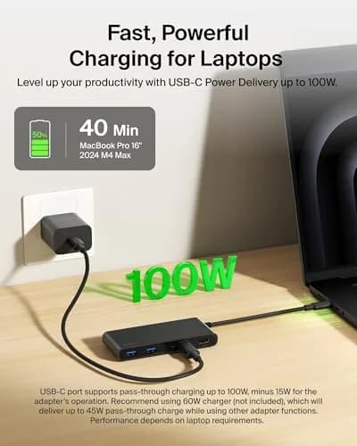 Belkin 7-Port USB-C Hub with 4K HDMI 100W PD, SD/MicroSD Card Readers, 5Gbps Data Transfer | 12.1cm x 5.1cm x 1.6cm thumbnail 5