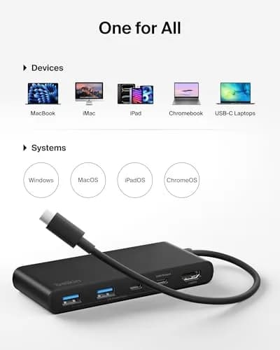 Belkin 7-Port USB-C Hub with 4K HDMI 100W PD, SD/MicroSD Card Readers, 5Gbps Data Transfer | 12.1cm x 5.1cm x 1.6cm thumbnail 7