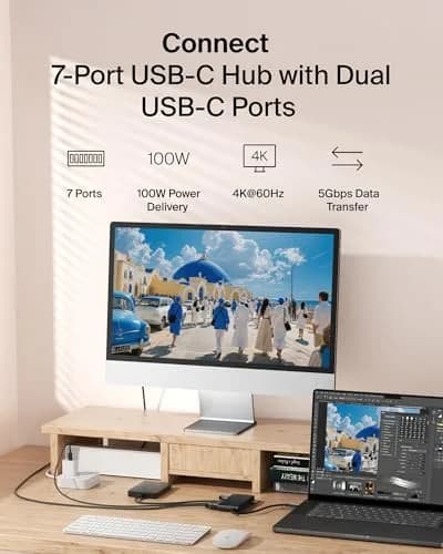 Belkin 7-Port USB-C Hub with 4K HDMI 100W PD, SD/MicroSD Card Readers, 5Gbps Data Transfer | 12.1cm x 5.1cm x 1.6cm thumbnail 2
