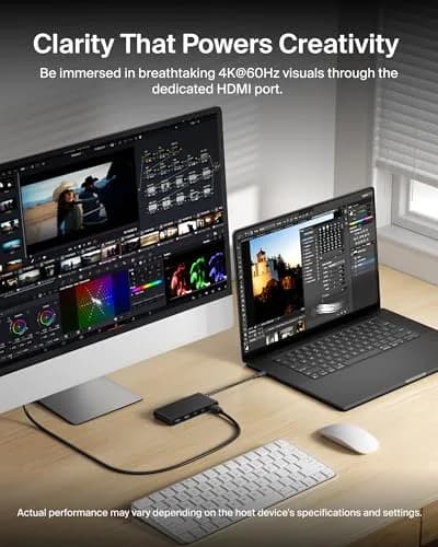 Belkin 7-Port USB-C Hub with 4K HDMI 100W PD, SD/MicroSD Card Readers, 5Gbps Data Transfer | 12.1cm x 5.1cm x 1.6cm thumbnail 4