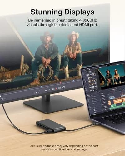 Belkin 8-Port USB-C Hub 10Gbps 4K@60Hz HDMI 100W PD 2.5Gb Ethernet Space Gray | For Laptops & Tablets thumbnail 5