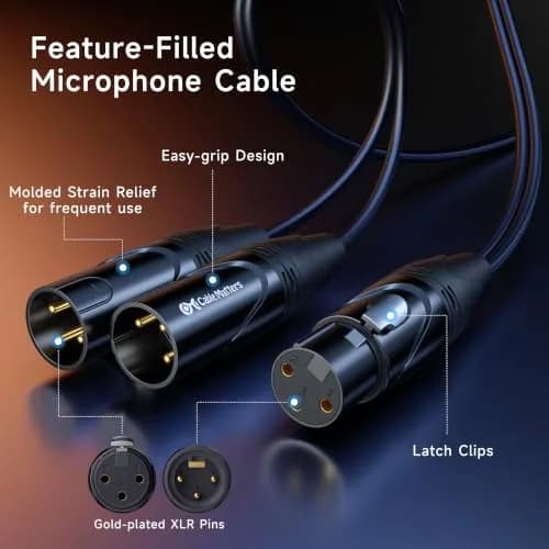 Cable Matters XLR Y Cable Female to 2X Male Splitter 6ft | Balanced Audio Splitter, Oxygen-Free Copper, Braided Jacket thumbnail 7