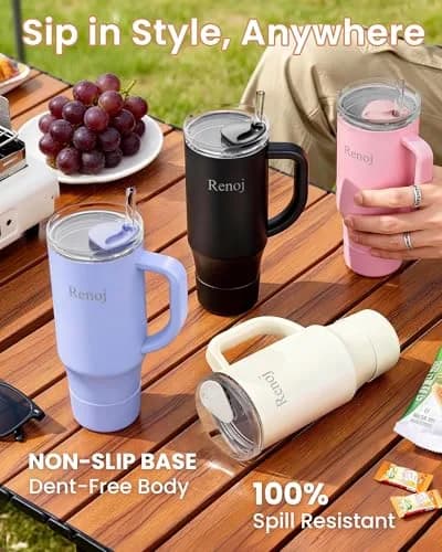Renoj Insulated Mug 32 oz | Spill-Resistant Water Bottle for Hot & Cold Drinks thumbnail 7