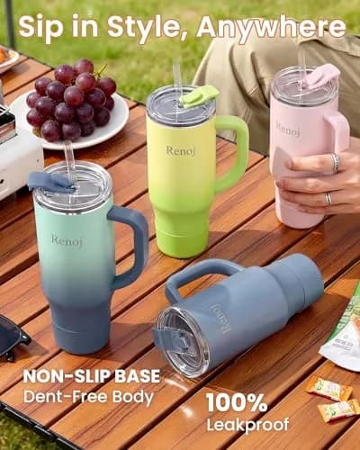 Renoj Insulated Mug 40 oz | Leak Proof Water Bottle for Hot & Cold Drinks (120 chars) thumbnail 7