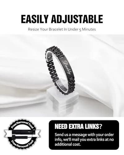 Jecanori Magnetic Bracelet for Men, Stainless Steel Hematite Bracelet 22cm (8.66 inches) | Father's Day Gift with Hidden Message thumbnail 6
