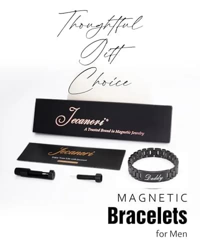 Jecanori Magnetic Bracelet for Men, Stainless Steel Hematite Bracelet 22cm (8.66 inches) | Father's Day Gift with Hidden Message thumbnail 7