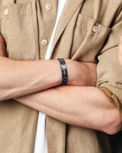 Jecanori Magnetic Bracelet for Men, Stainless Steel Hematite Bracelet 22cm (8.66 inches) | Father's Day Gift with Hidden Message thumbnail 8