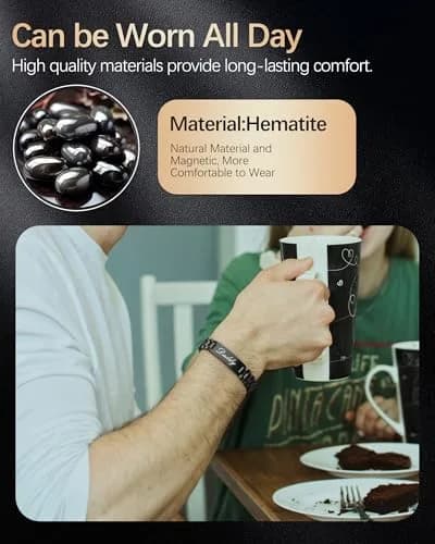 Jecanori Magnetic Bracelet for Men, Stainless Steel Hematite Bracelet 22cm (8.66 inches) | Father's Day Gift with Hidden Message thumbnail 2