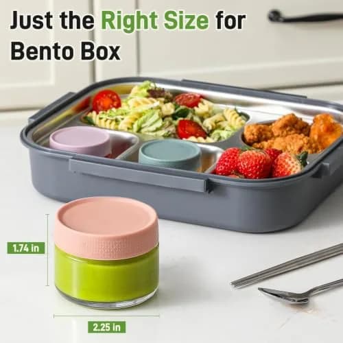 NETANY 2oz Glass Salad Dressing Containers, 6-Pack | Airtight, Reusable, Leakproof thumbnail 3