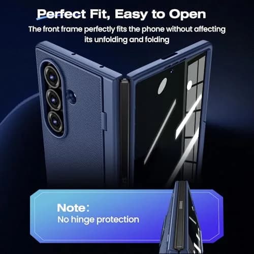 Ruky Galaxy Z Fold 7 Case with Stand & Privacy Screen Protector | Blue thumbnail 6