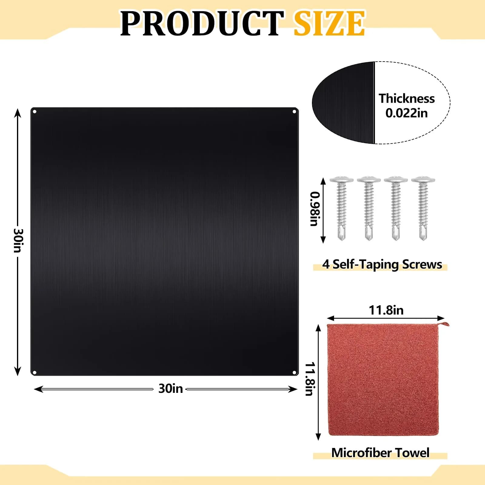 Yaocom Black Stainless Steel Backsplash for Stove, 30x30 Inch | Protects Kitchen Walls from Splatter - view 2