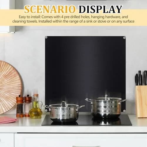 Yaocom Stainless Steel Backsplash 30x30 Inch Black | Brushed Finish for Kitchen Walls thumbnail 7