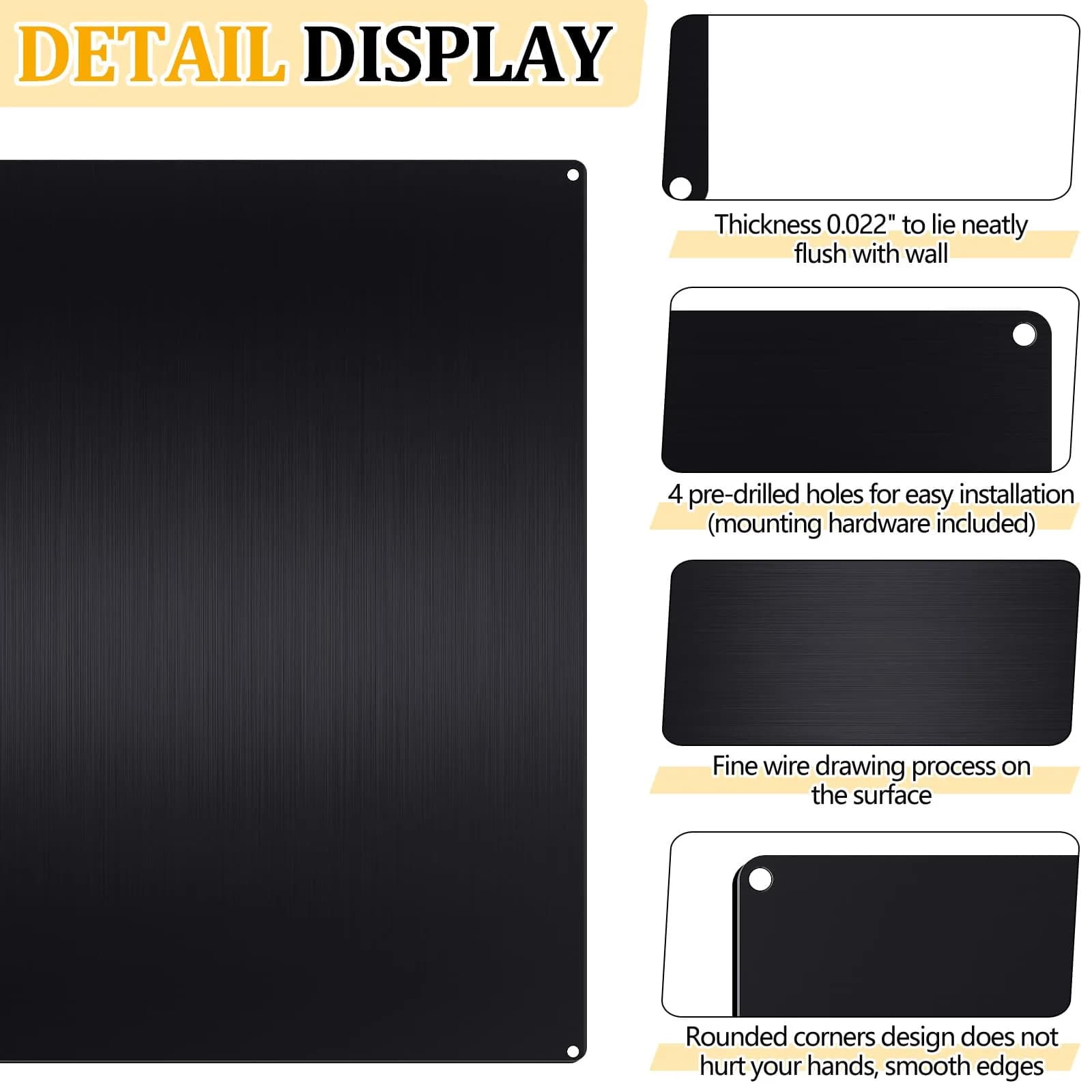 Yaocom Black Stainless Steel Backsplash for Stove, 36x36 Inch | Kitchen Wall Protection - view 3