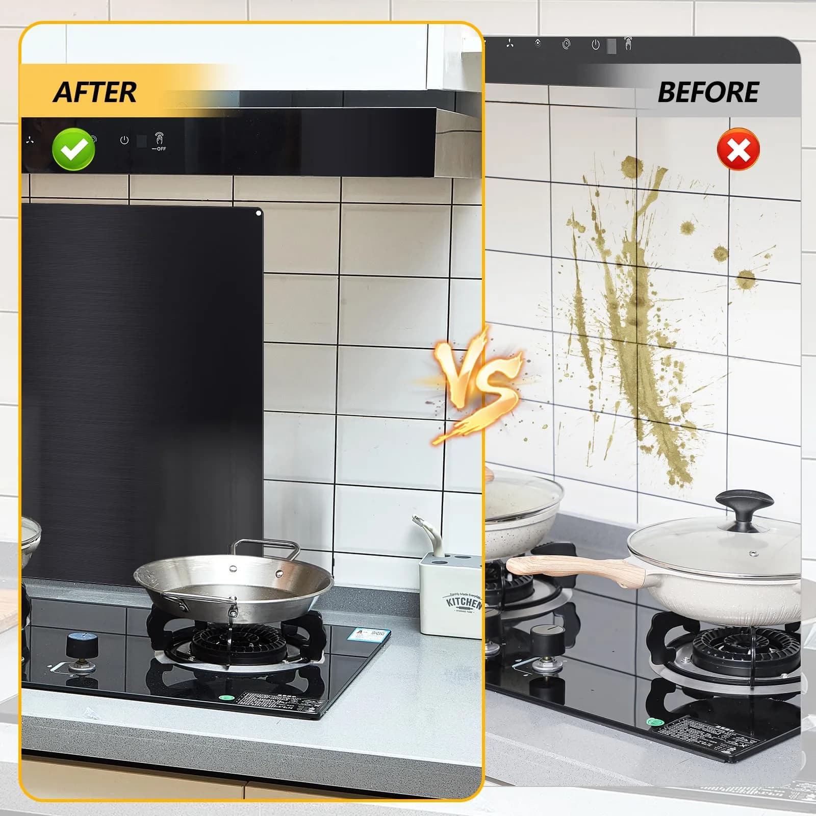 Yaocom Black Stainless Steel Backsplash for Stove, 36x36 Inch | Kitchen Wall Protection - view 6