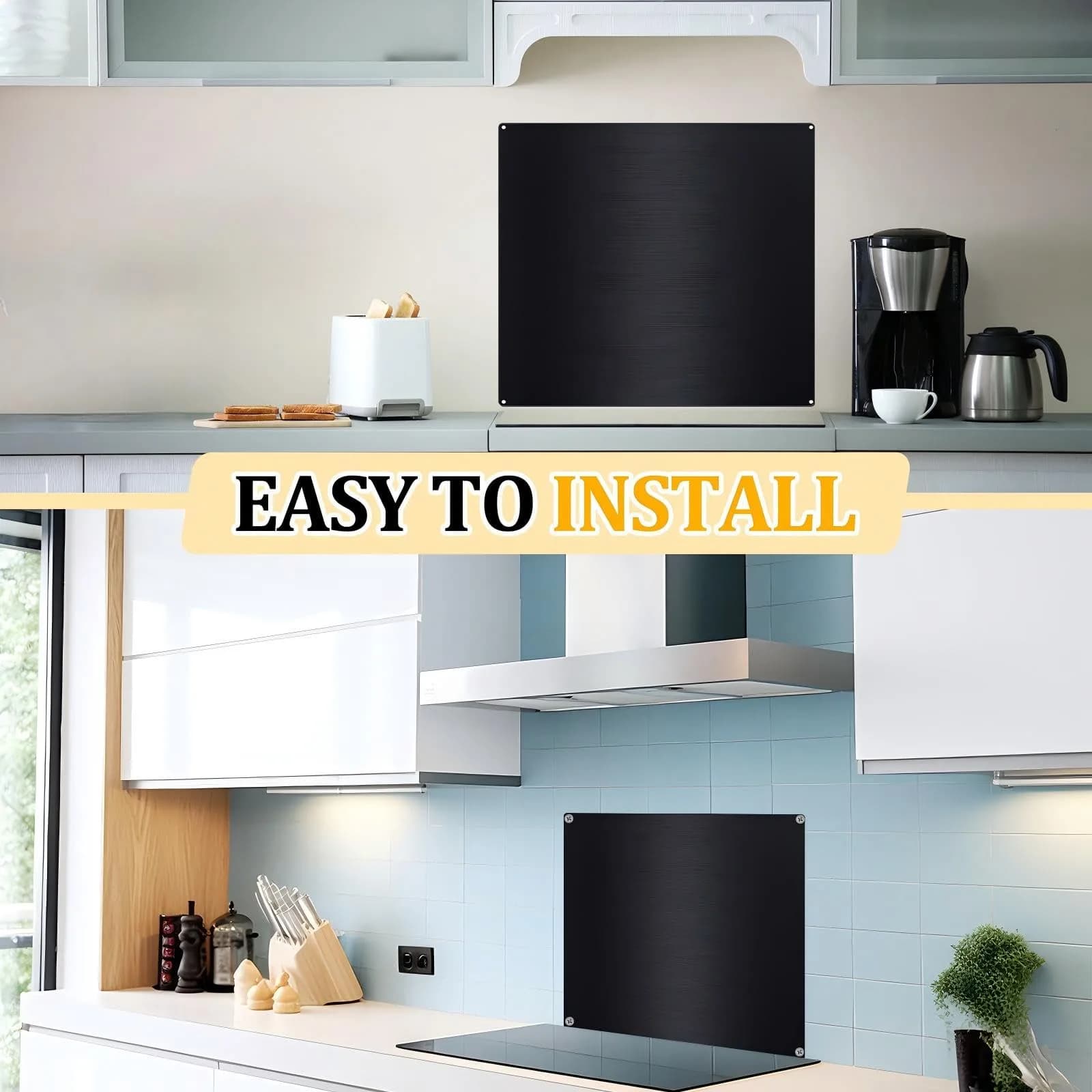 Yaocom Black Stainless Steel Backsplash for Stove, 36x36 Inch | Kitchen Wall Protection - view 7