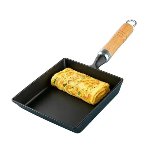 JSY Sun Cast Iron Tamagoyaki Pan 18.3cm (7.2"L X 6.1"W) | Japanese Egg Roll Omelette Skillet for Gas & Induction thumbnail 1