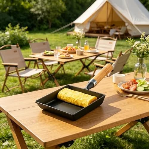 JSY Sun Cast Iron Tamagoyaki Pan 18.3cm (7.2"L X 6.1"W) | Japanese Egg Roll Omelette Skillet for Gas & Induction thumbnail 8