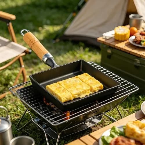 JSY Sun Cast Iron Tamagoyaki Pan 18.3cm (7.2"L X 6.1"W) | Japanese Egg Roll Omelette Skillet for Gas & Induction thumbnail 9