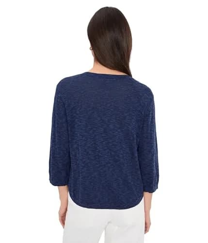 Mod-o-doc Womens 3/4 Sleeve Crew Neck Swing Sweater Vibrant Navy | Flowy Casual Fit thumbnail 4