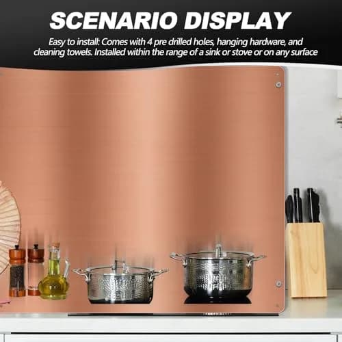 Yaocom Copper Stainless Steel Backsplash 76x91cm (30x36 Inch) | Brushed Finish for Kitchen Walls thumbnail 6