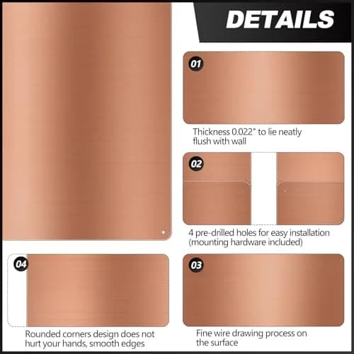 Yaocom Copper Stainless Steel Backsplash 76x91cm (30x36 Inch) | Brushed Finish for Kitchen Walls thumbnail 3