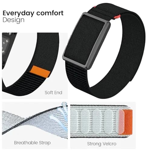 BlikWyt Nylon Armband for Polar Loop & Visible Tracker | Black, 23mm (0.9in) thumbnail 4