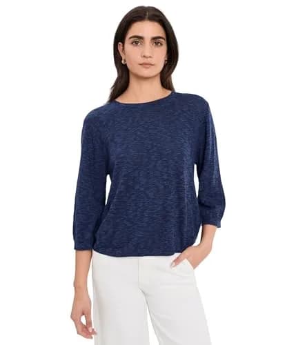 Mod-o-doc Womens 3/4 Sleeve Crew Neck Swing Sweater Vibrant Navy | Flowy, Casual & Comfortable thumbnail 1