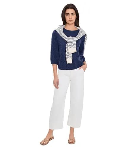 Mod-o-doc Womens 3/4 Sleeve Crew Neck Swing Sweater Vibrant Navy | Flowy, Casual & Comfortable thumbnail 2