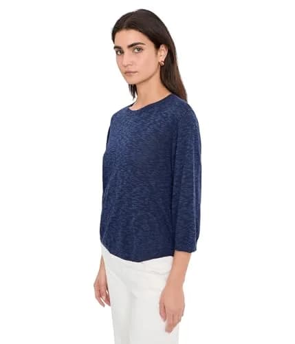 Mod-o-doc Womens 3/4 Sleeve Crew Neck Swing Sweater Vibrant Navy | Flowy, Casual & Comfortable thumbnail 3