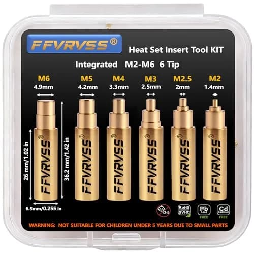 FFVRVSS Integrated Heat Set Insert Tool 6X Soldering Tips M2-M6 | Precision Brass Tips for 3D Printer Parts thumbnail 1