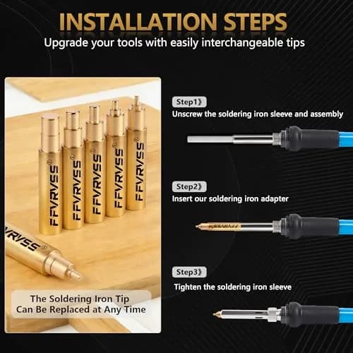 FFVRVSS Integrated Heat Set Insert Tool 6X Soldering Tips M2-M6 | Precision Brass Tips for 3D Printer Parts thumbnail 3