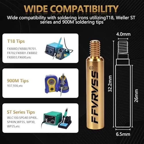 FFVRVSS Heat Set Insert Tool Kit with 7 Brass Tips & Adapter for M2-M8 Threads | Precision Brass Construction thumbnail 4