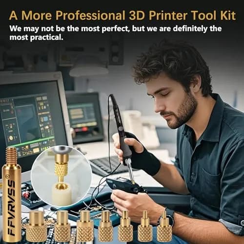 FFVRVSS Heat Set Insert Tool Kit with 7 Brass Tips & Adapter for M2-M8 Threads | Precision Brass Construction thumbnail 5