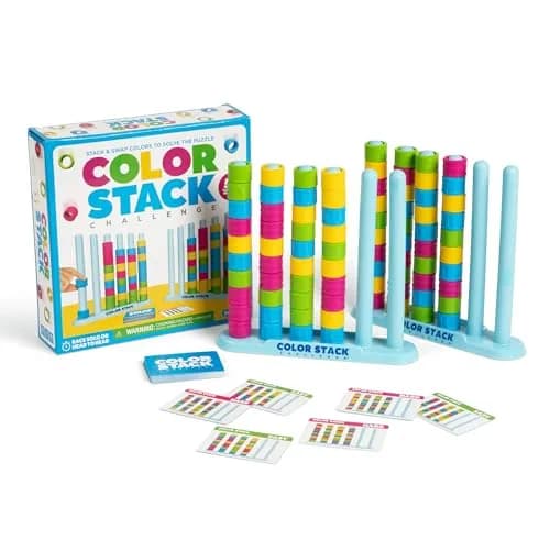 Color Stack Challenge by WHAT DO YOU MEME? Board Game | 80 Rings, 50 Cards, 2 Racks thumbnail 1