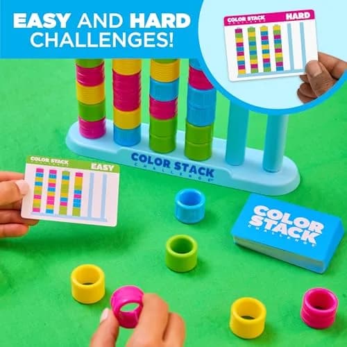 Color Stack Challenge by WHAT DO YOU MEME? Board Game | 80 Rings, 50 Cards, 2 Racks thumbnail 2